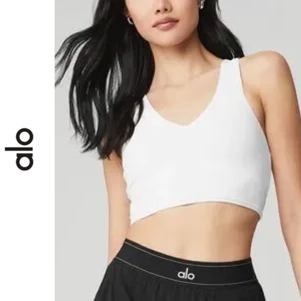 ALO YOGA | WHITE LIMITED Airbrush Real Bra Tank | XS